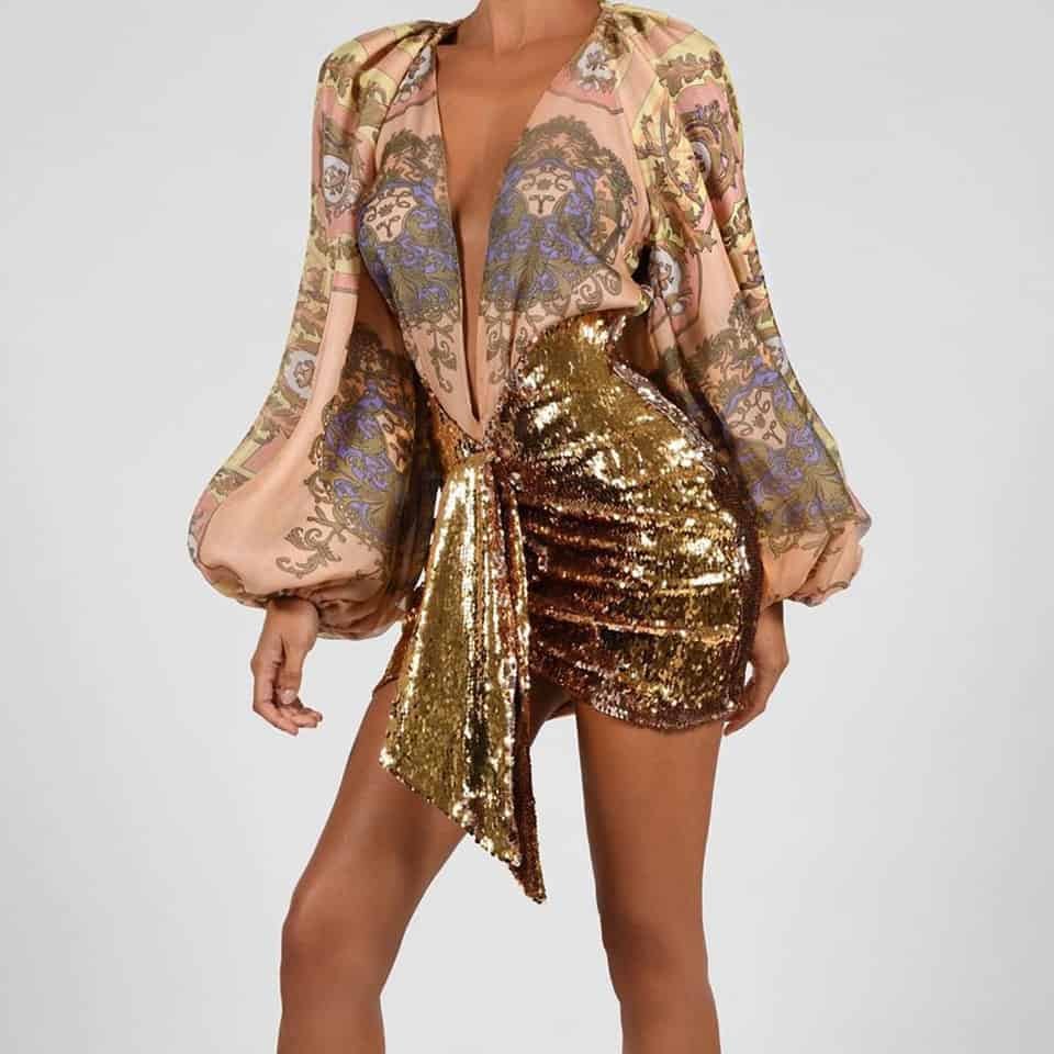 gold miniskirt