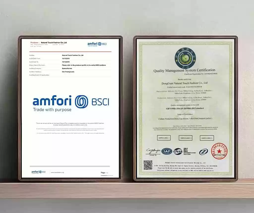 bsci and iso9001 certificate