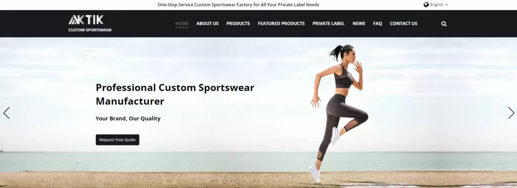 aktik sportswear website banner