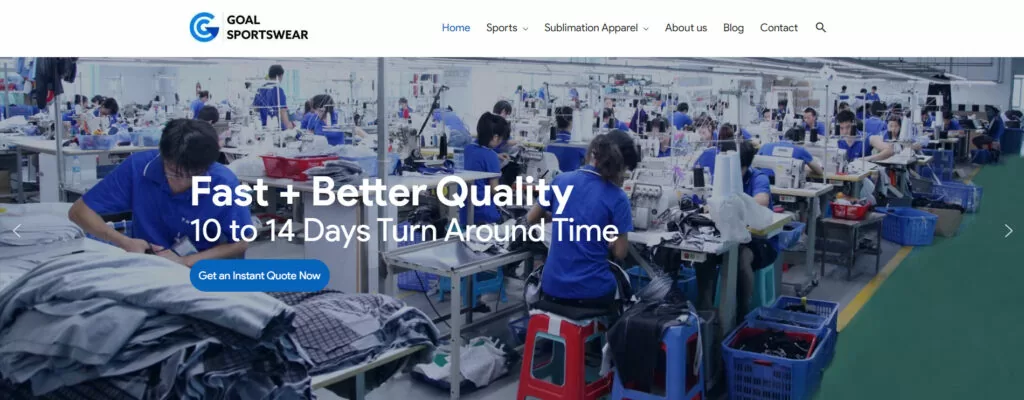 goal sportswear website banner