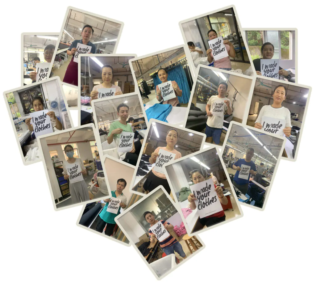 group photo of apparel manufacturer employees