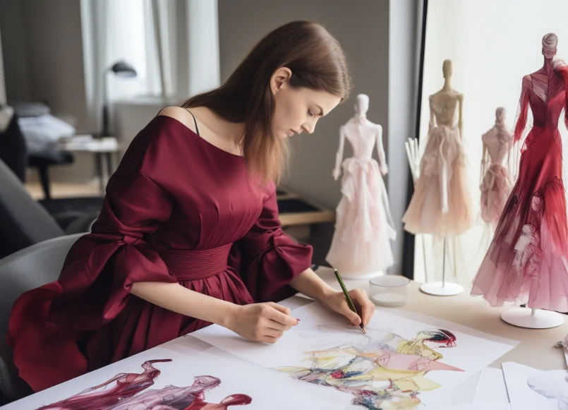 a fashion designer is designing clothes